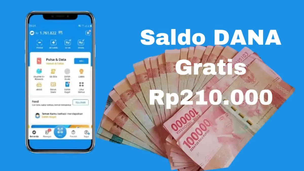 Cara klaim saldo DANA gratis Rp210.000 masuk dompet elektronik dari aplikasi penghasil uang. (Sumber: Poskota/Syania Nurul Lita Baikuni)