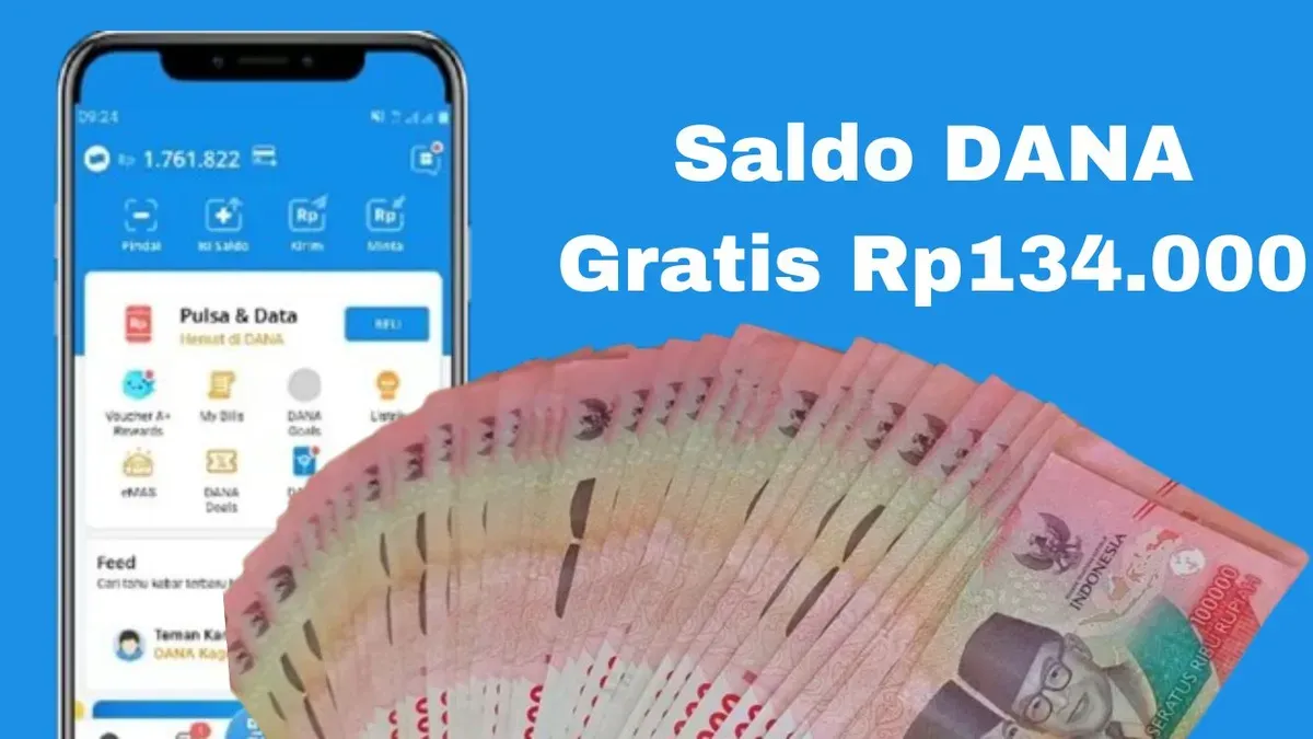 Cara tarik saldo DANA gratis Rp134.000 masuk dompet elektronik via aplikasi penghasil uang. (Sumber: Poskota/Syania Nurul Lita Baikuni)