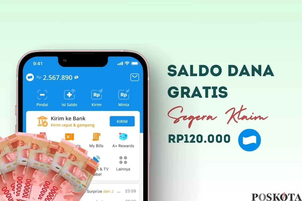 Klaim saldo DANA gratis lewat DANA Kaget. (Sumber: Poskota/Della Amelia)