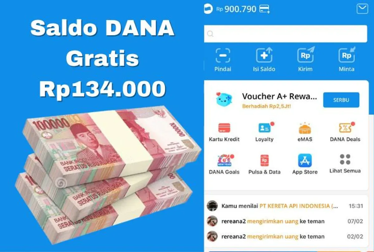 Saldo DANA Gratis Rp134.000 klaim sekarang sebelum kehabisan (Sumber: Poskota/Syania Nurul Lita Baikuni)