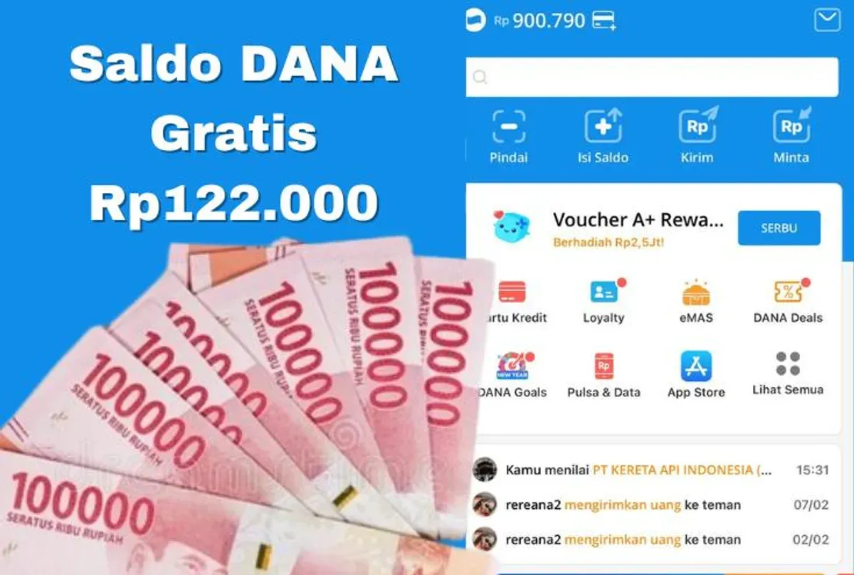 Dapatkan reward berupa saldo DANA Gratis Rp122.000 dari aplikasi penghasil uang. (Sumber: Poskota/Syania Nurul Lita Baikuni)