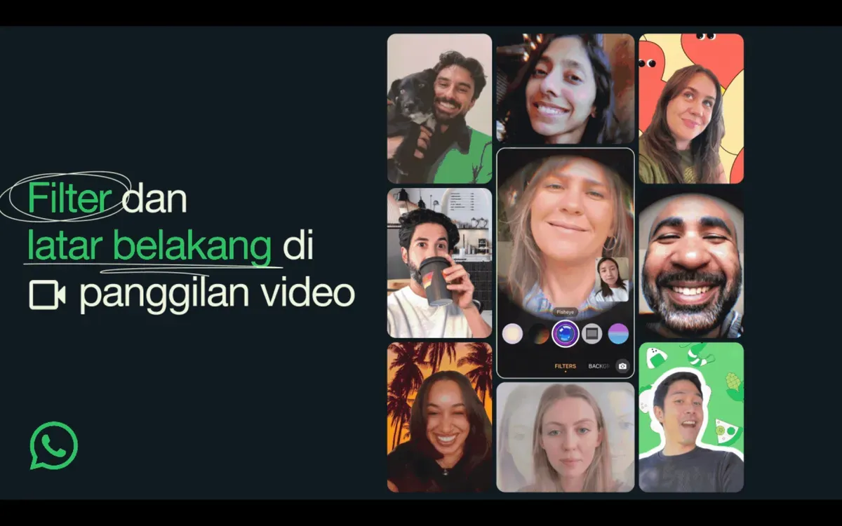 Panggilan video di WhatsApp lebih seru pakai filter dan latar belakang. (Sumber: Dok. WhatsApp)