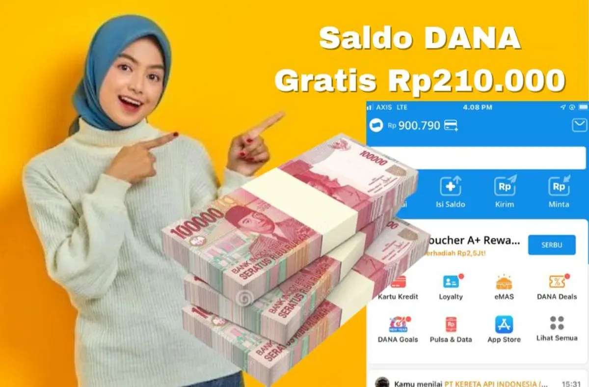 Cara dapatkan saldo DANA Gratis Rp210.000 masuk dompet elektronik Anda. (Sumber: Poskota/Syania Nurul Lita Baikuni)