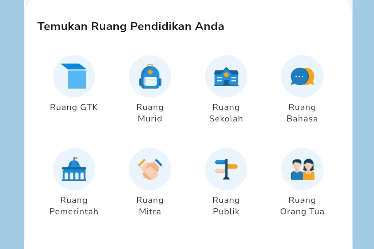 Ilustrasi daftar fitur yang dapat diakses di aplikasi Rumah Pendidikan. (Sumber: Rumah Pendidikan)