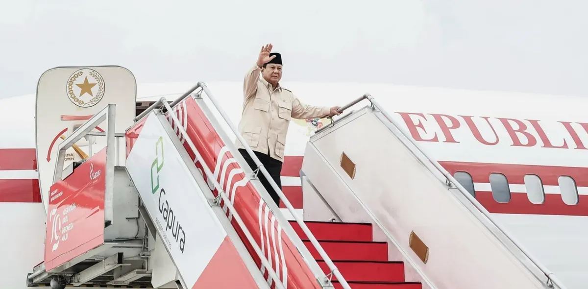 Presiden Prabowo Subianto bertolak dari India dan menuju Malaysia untuk mendapatkan penghargaan sebelum pulang ke tanah air. (Sumber: Instagram Presiden Prabowo)