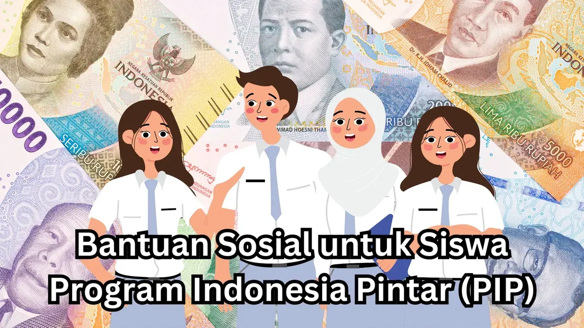 Penyaluran bantuan sosial Program Indonesia Pintar. (Sumber: Canva)