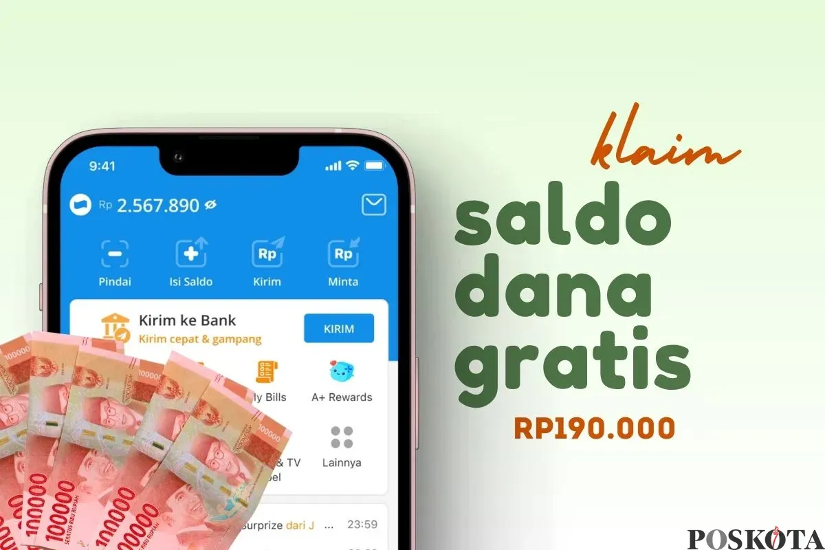 Klaim saldo DANA gratis Rp190.000 ke dompet elektronik. (Sumber: Poskota/Della Amelia)