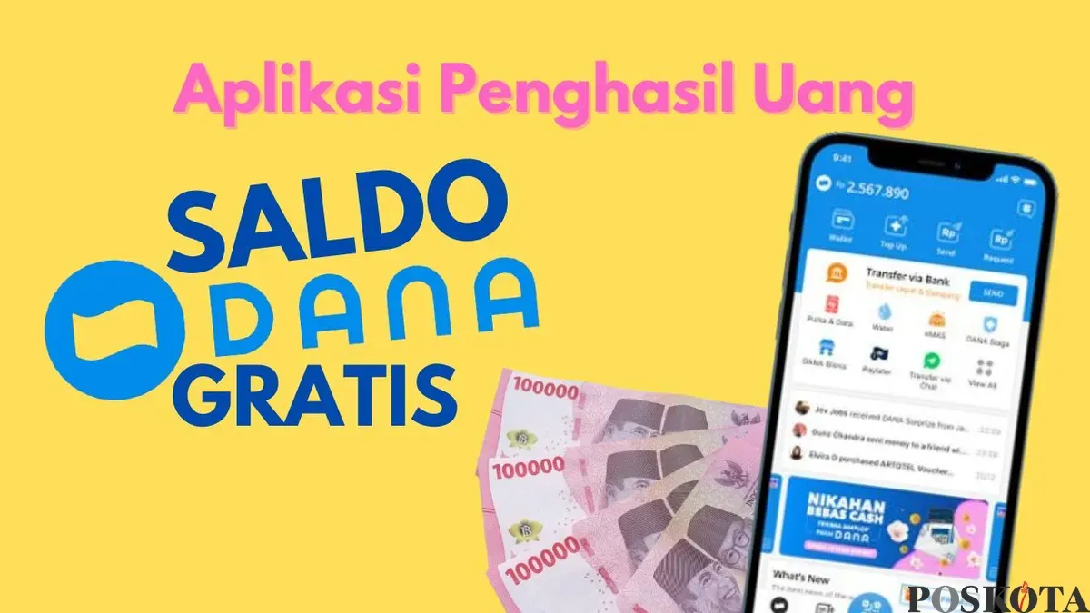 Dapatkan saldo DANA gratis hanya dengan main game dari aplikasi penghasil uang. Cukup instal, mainkan, dan tarik Rp77.000 langsung ke dompet digital kamu. (Sumber: Poskota/Neni Nuraeni/DANA)