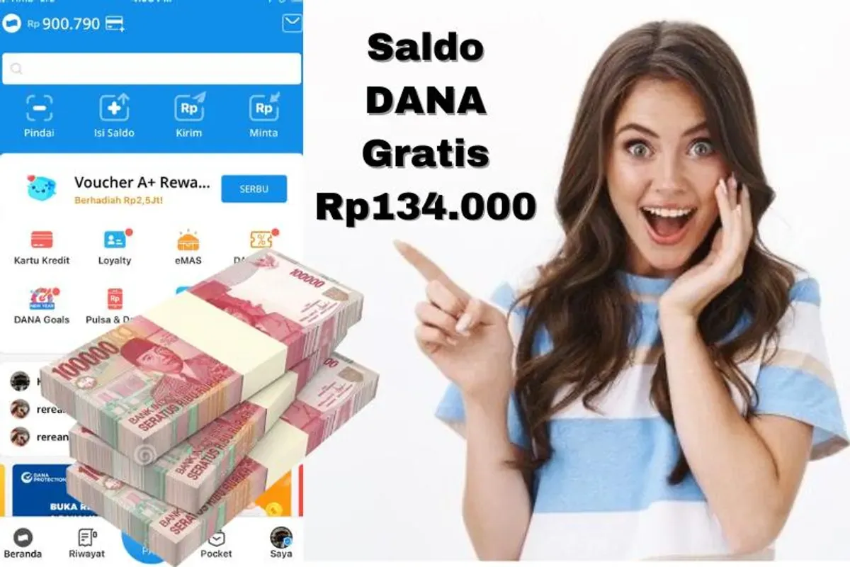 Saldo DANA Gratis Rp134.000 berhasil masuk dompet elektronik Anda sekarang. (Sumber: Poskota/Syania Nurul Lita Baikuni)