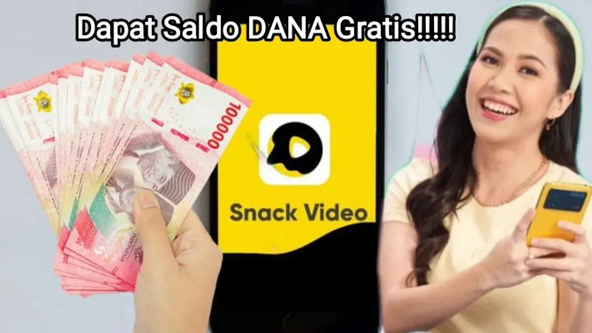 Ilustrasi dapat uang gratis dari aplikasi penghasil saldo DANA Snackk Video. (Sumber: Poskota/Kamila Sayara)