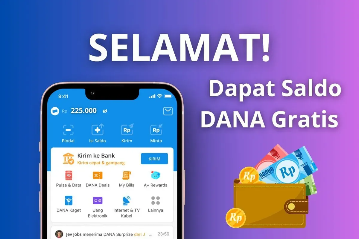 Cara dapat saldo DANA gratis Rp225.000 yang langsung cair ke dompet digital. (Sumber: Poskota/Audie Salsabila)