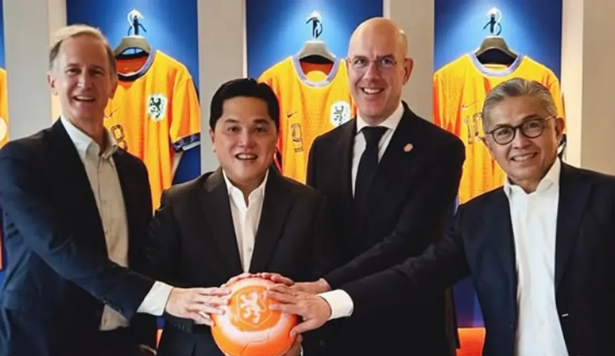 Erick Thohir bersama jajaran KNVB Belanda. (Sumber: Instagram/@erickthohir)