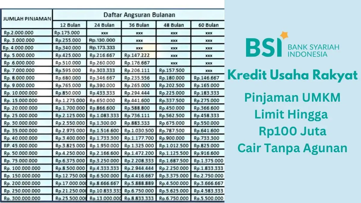 Cek pinjaman KUR BSI, cair mudah tanpa agunan. (Sumber: Poskota/Faiz)