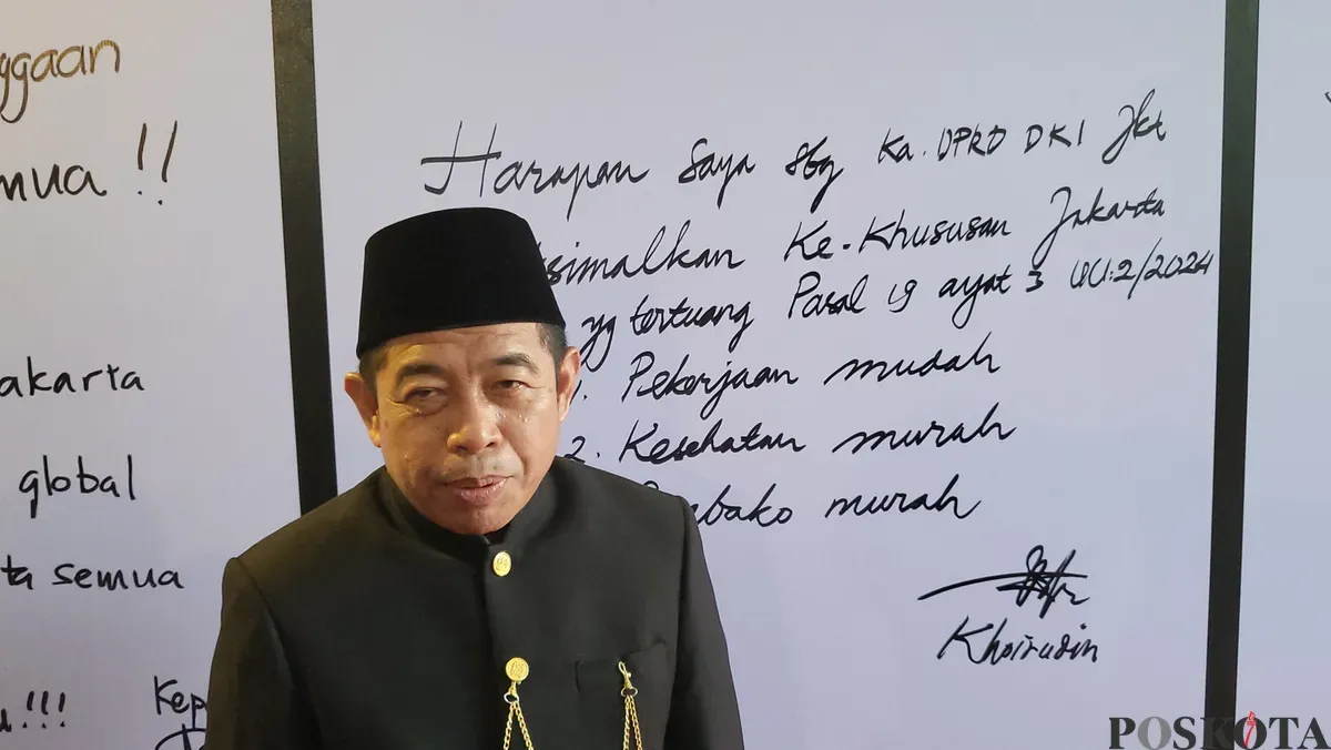 Ketua DPRD Jakarta, Khoirudin beri bocoran jadwal pelantikan Gubernur dan Wakil Gubernur Jakarta terpilih. (Sumber: Poskota/Pandi Ramedhan)