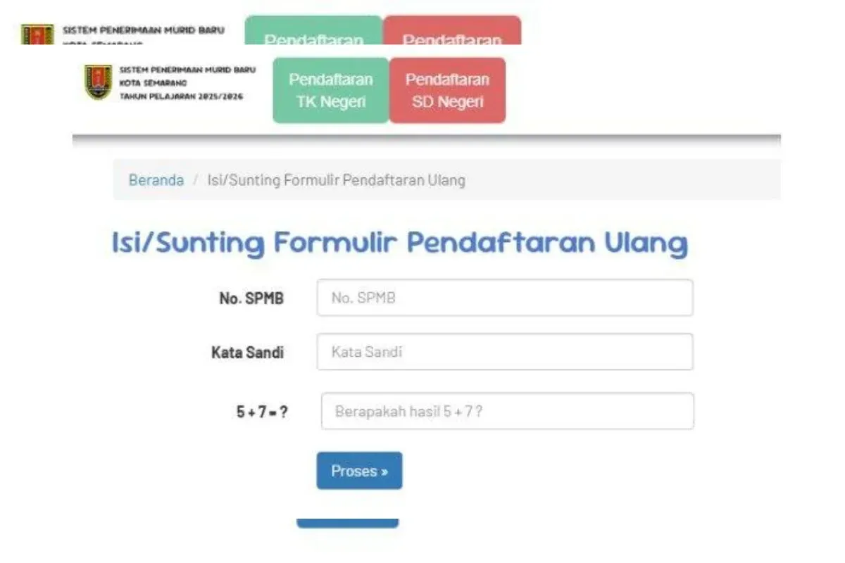 SPMB SMP Kota Semarang jenjang SMP 2025. (Sumber: Tangkap layar smpb.semarangkota.go.id)