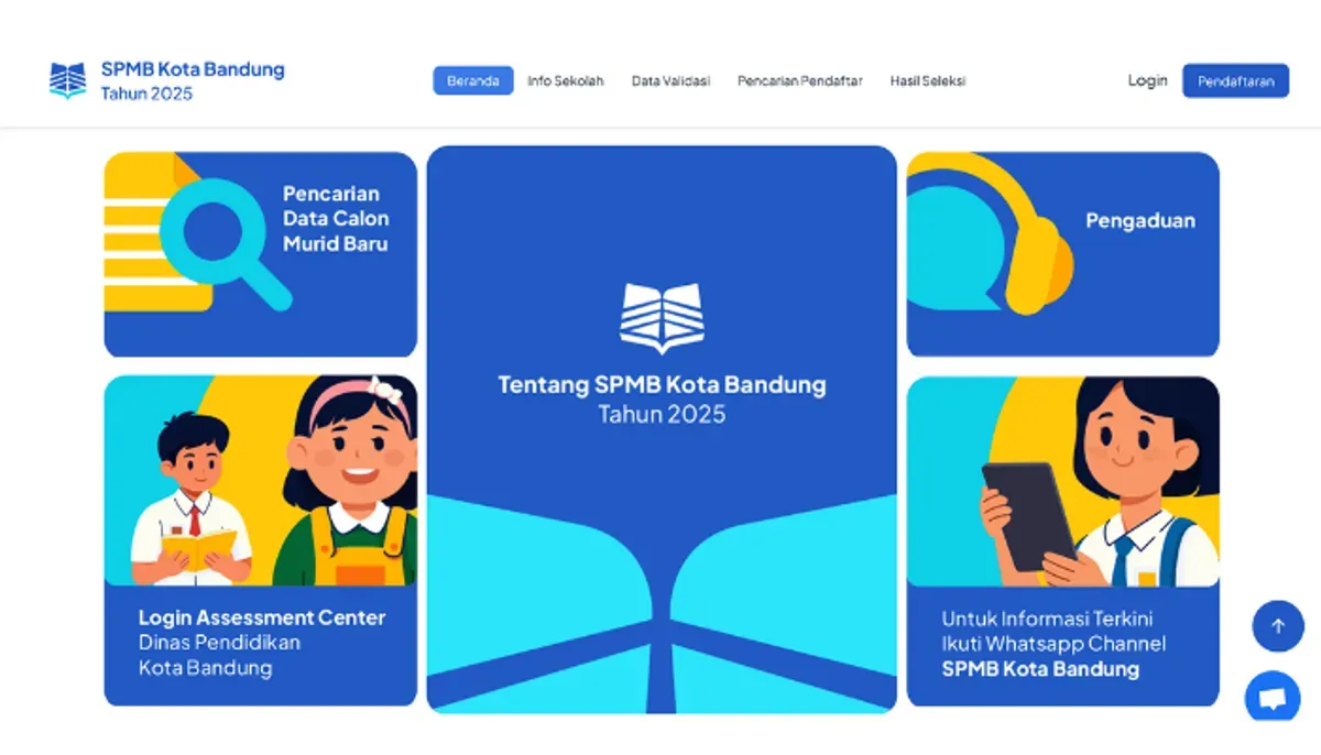 Info terbaru! Jadwal pengumuman SPMB Bandung 2025 beserta tutorial cek nama peserta yang lolos seleksi melalui jalur domisili, afirmasi, prestasi dan mutasi. (Sumber: spmb.bandung.go.id)