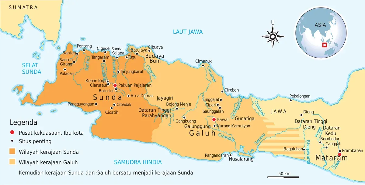 Peta Cakupan wilayah kerajaan Sunda (Sumber: Wilkipedia)