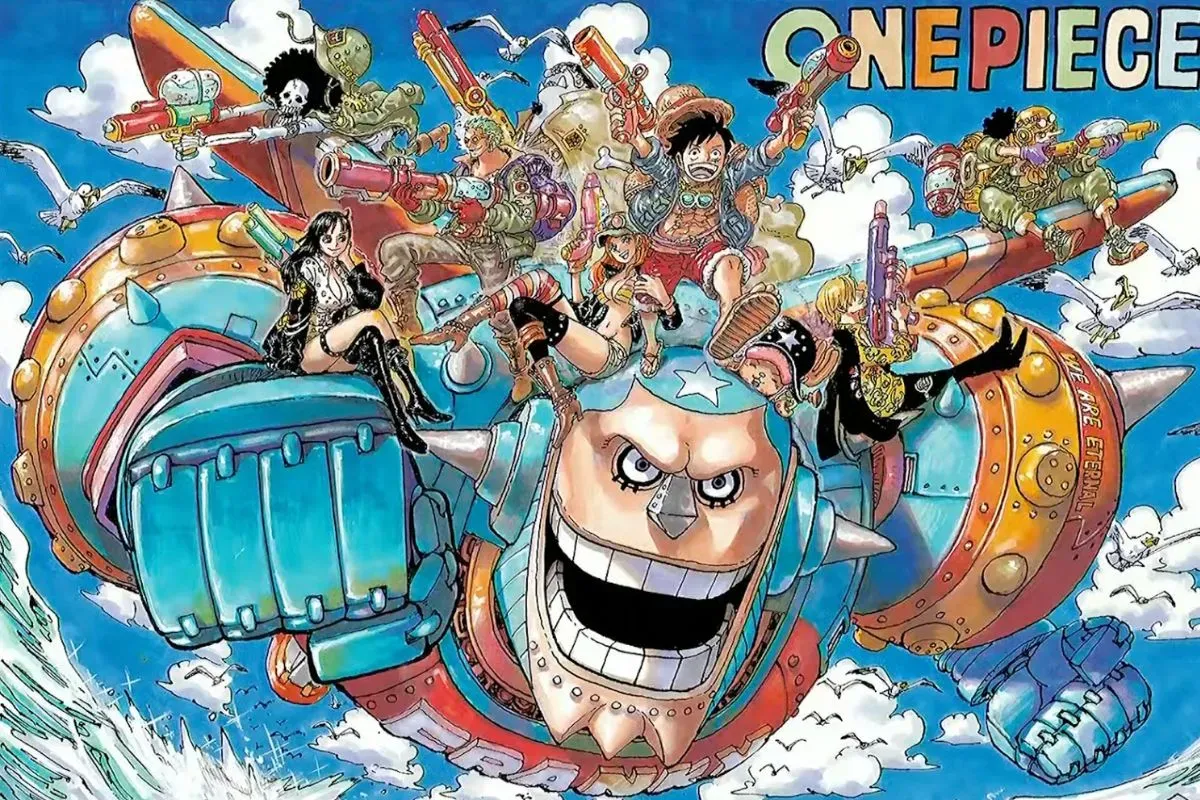 One Piece Chapter 1134 color spread, sebuah penghormatan untuk pengunduran diri Kazuki Yao. (Sumber: X/@newworldartur)