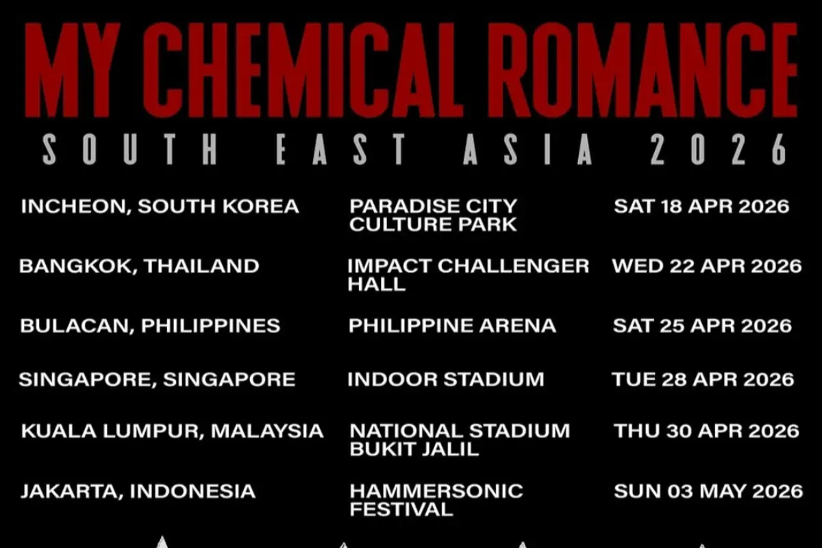 Daftar haraga tiket konser My Chemical Romance di Indonesia belum diumumkan. (Sumber: Instagram/@mychemicalromance)