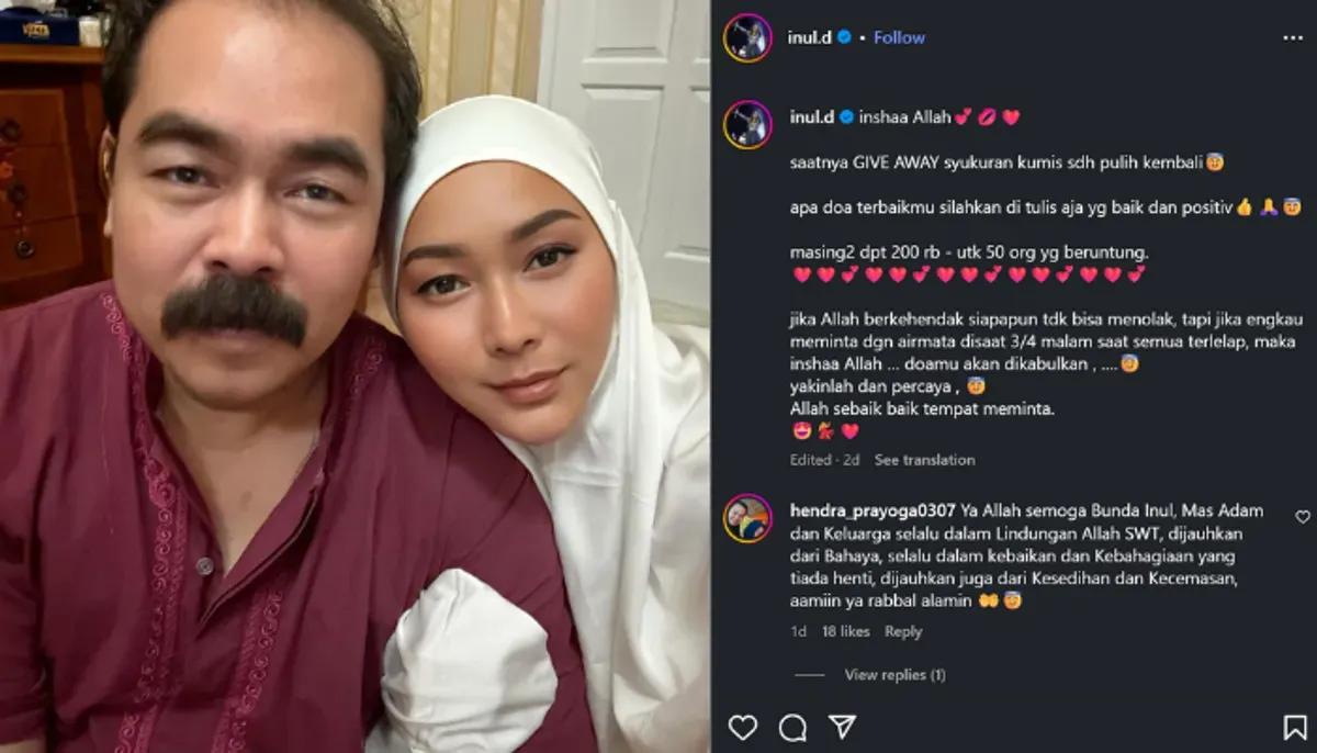Syukuran Mas Adam sembuh, Inul Daratista berikan uang tunai melalui akun instragramnya. (Sumber: Instagram/@inul.d)