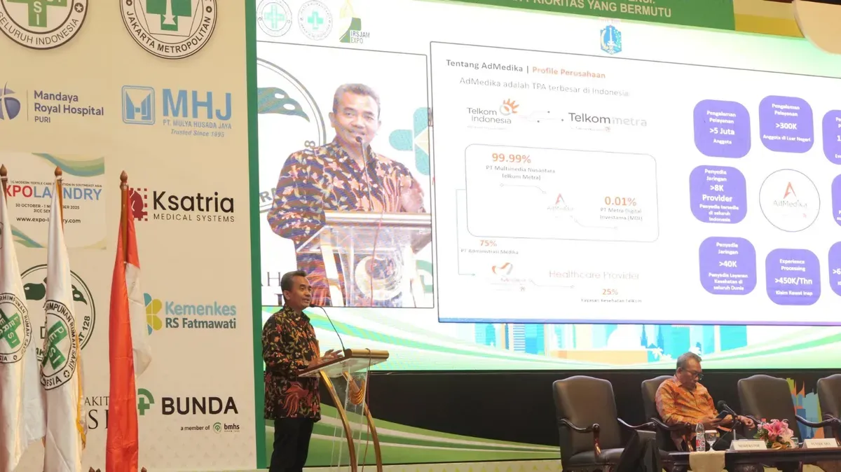 Direktur Marketing & Bisnis AdMedika Muhamad Nasrun Ihsan saat menjadi pembicara dalam kegiatan Seminar & Workshop perhimpunan rumah sakit di Hotel kawasan Tebet, Jakarta Selatan, kemarin. (Sumber: Dok. Telkom)