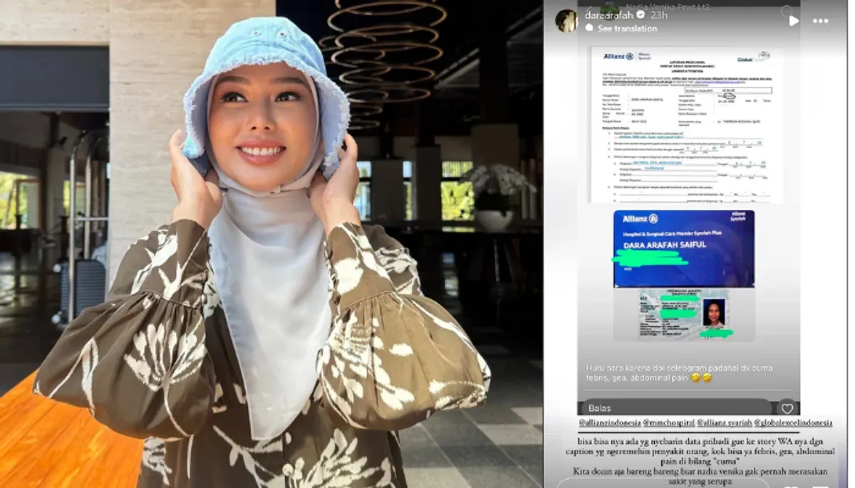 Viral! Oknum asuransi sebar data Dara Arafah di WA Story sambil sindir penyakitnya. (Sumber: Instagram/@daraarafah)