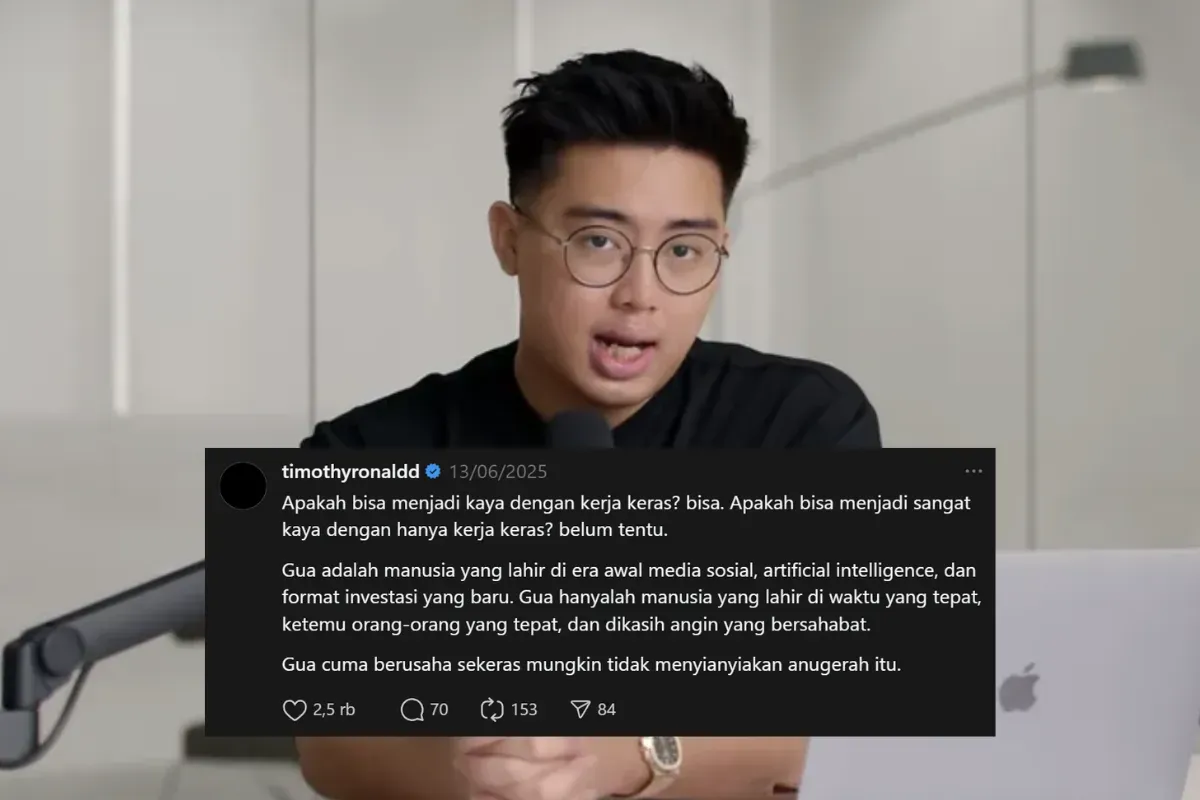 Timothy Ronald Ungkap Rahasia Sukses: Mana Lebih Penting, Kerja Keras atau Strategi Jitu? (Sumber: Instagram/@timothyronald)