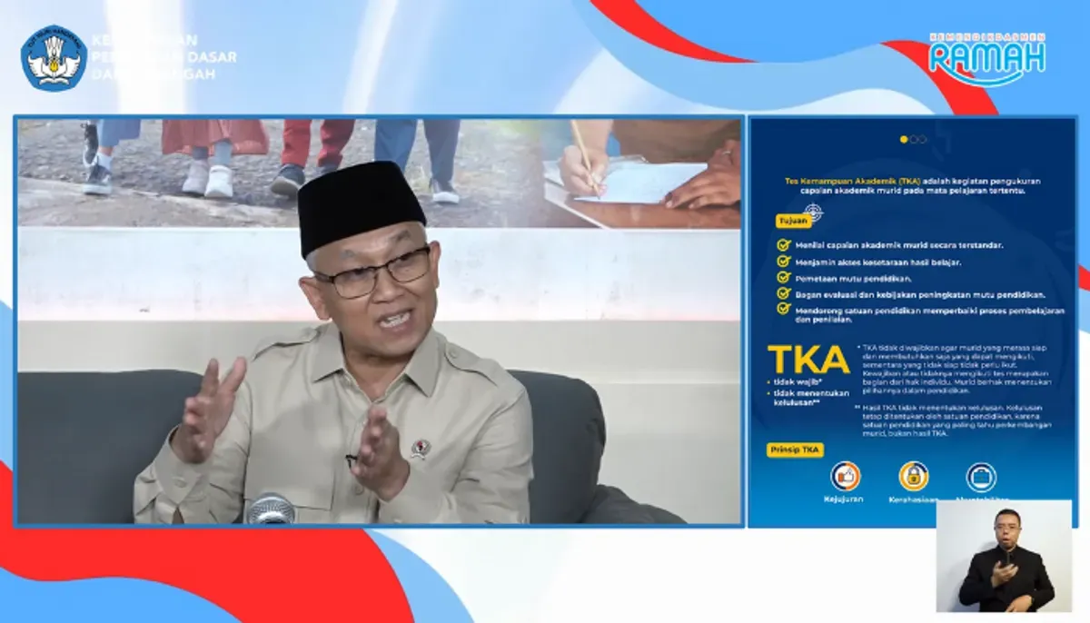 Mendikdasmen Abdul Muti'i, Kebijakan baru Tes Kemampuan Akademik (TKA) (Sumber: YouTube/KEMDIKDASMEN)