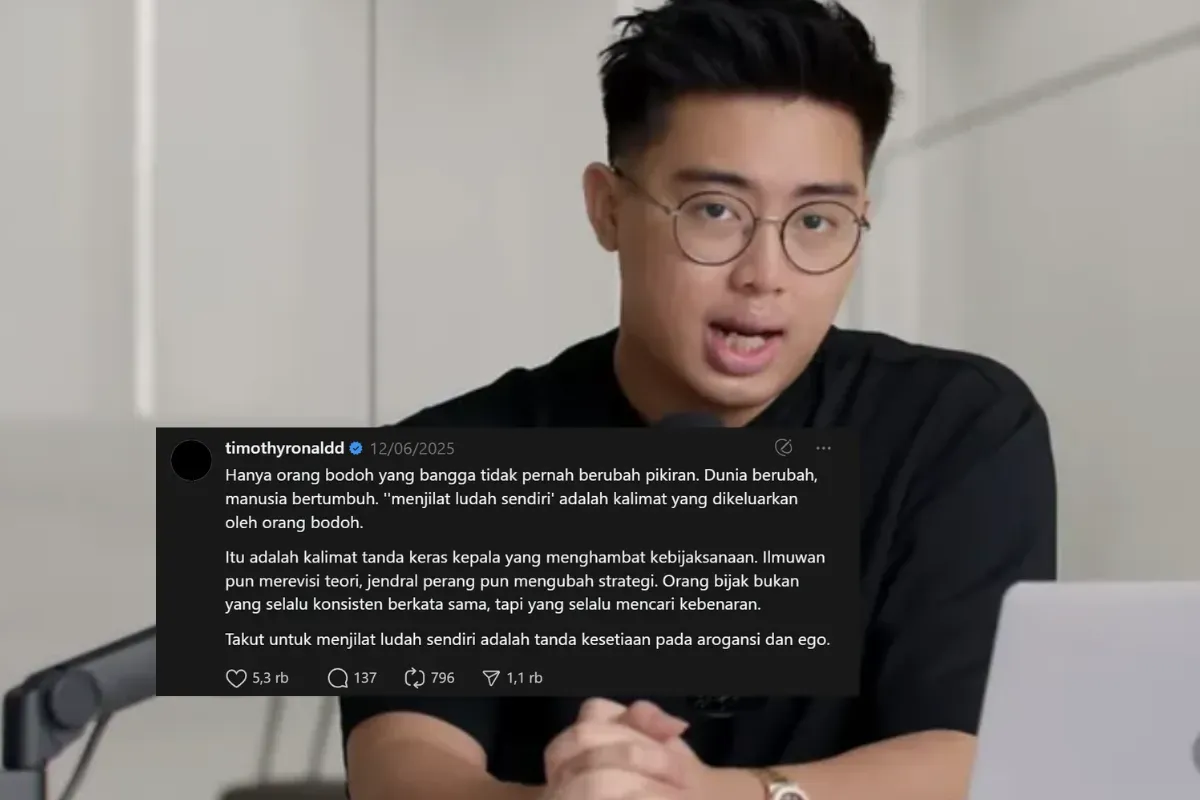 Timothy Ronald Mindset (Sumber: Threads/@timothyronald)