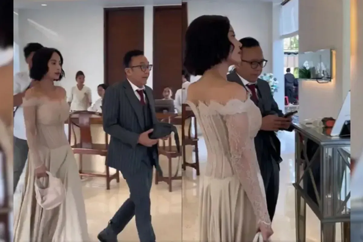 Ari Lasso dan Dearly Djoshua jadi sorotan di pernikahan Maxime Bouttier dan Luna Maya. (Sumber: X/@Meta80ki)