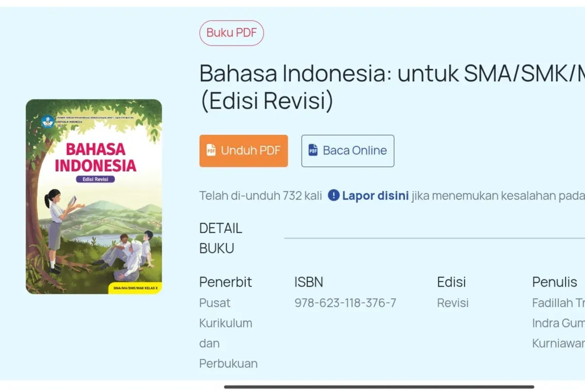 Link download buku paket kelas 10 Kurikulum Merdeka. (Sumber: SIBI)