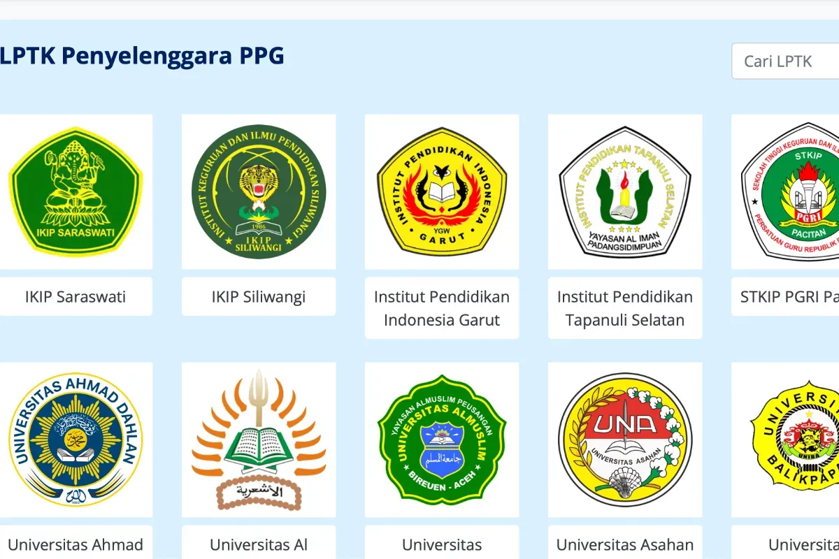 Ilustrasi LPTK penyelenggara PPG Tahap 2 2025. (Sumber: Kemendikdasmen)