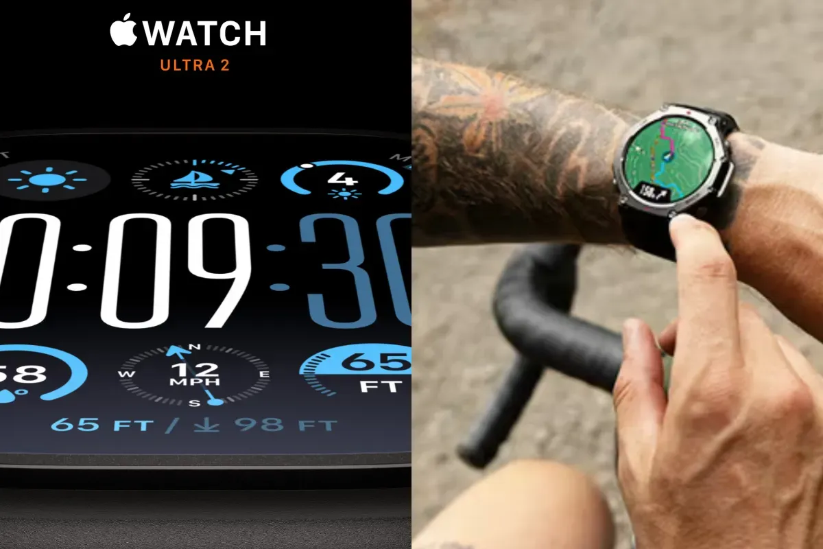 Ilustrasi smartwatch terbaik 2025 untuk pelari. (Sumber: Apple dan Amazfit)