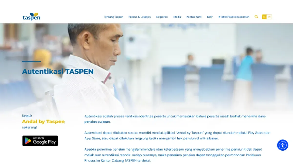 Langkah mudah autentikasi Taspen 2025 dari rekam biometrik hingga verifikasi di aplikasi Andal. Jangan sampai pensiunan PNS kehilangan haknya (Sumber: taspen.co.id)