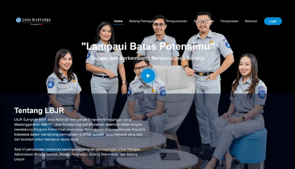Daftar magang LBJR 2025 sekarang! Kuota terbatas. Tanpa biaya, dapat sertifikat dan peluang kerja di Jasa Raharja. Cek syaratnya di sini! (Sumber: lbjr.jasaraharja.co.id)