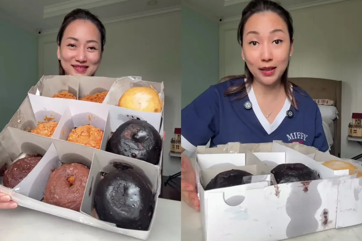 Nanakoot me-riview donat Pinkan Mambo yang viral di medsos. (Sumber: Instagram/@nanakoot_)