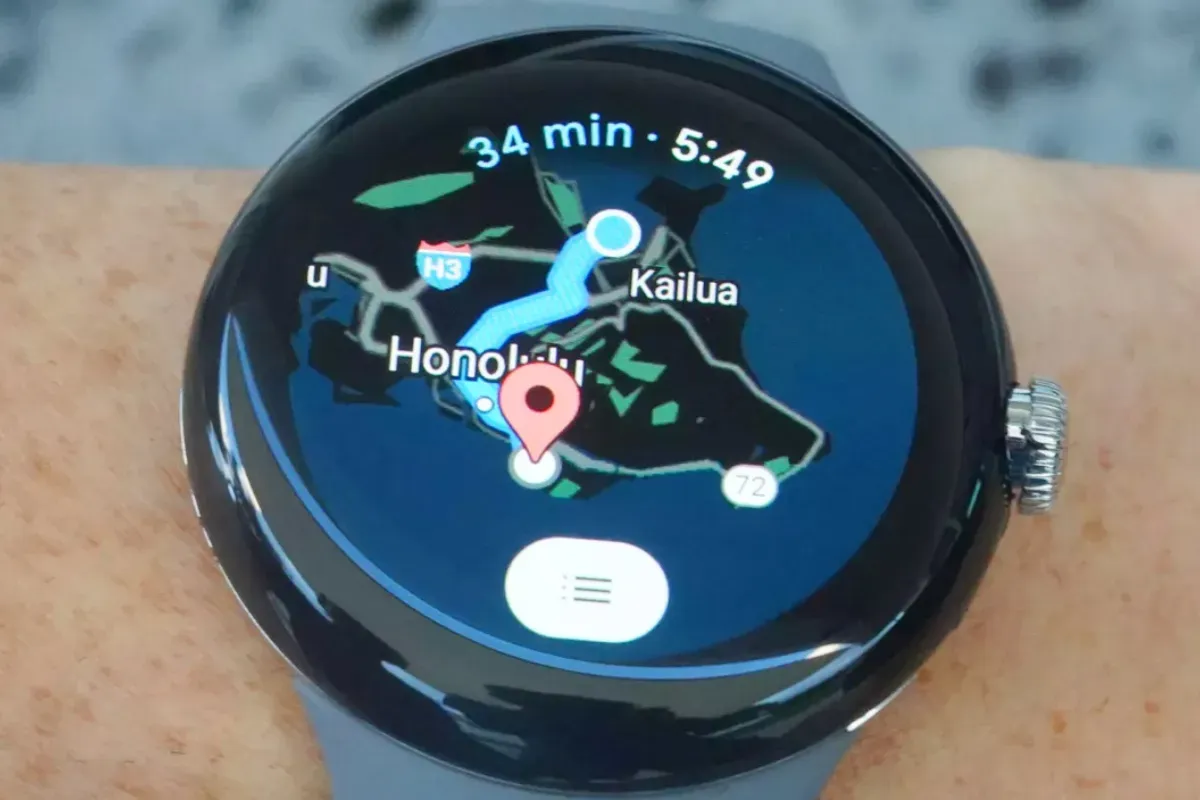 Ilustrasi smartwatch dengan fitur Google Maps. (Sumber: Android Authorithy)