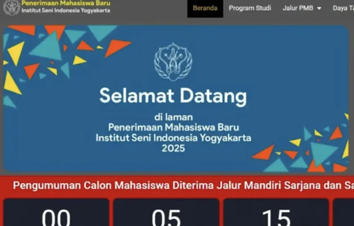 Resmi Dirilis! Ini Jam Pengumuman Hasil Seleksi Mandiri ISI Yogyakarta 2025 Tahap 2 (Sumber: Screenshot/pmb.isi.ac.id)