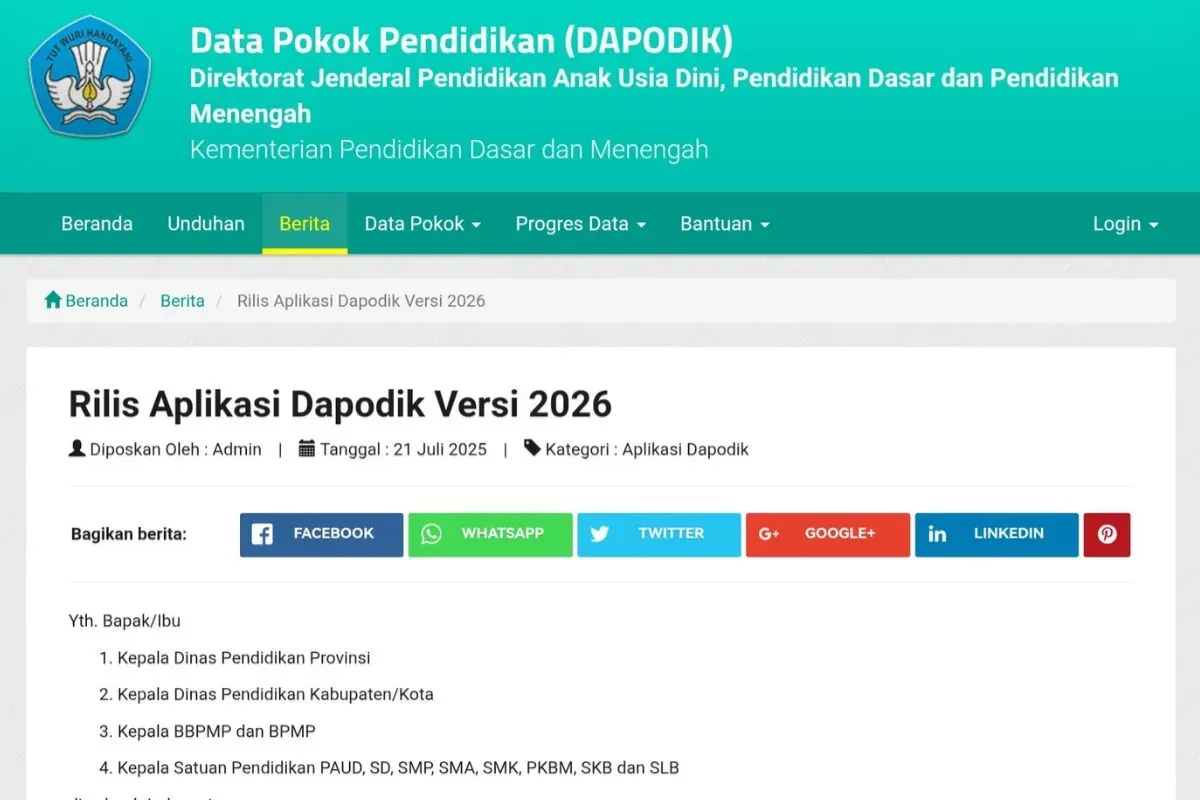 Cara uninstal aplikasi Dapodik 2025, ganti versi terbaru 2026. (Sumber: tangkapan layar)
