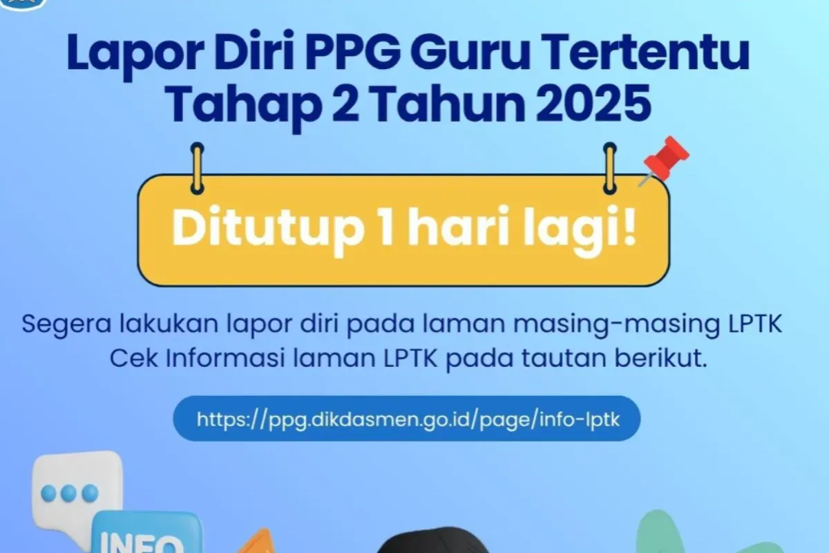 Ilustrasi batas akhir lapor diri PPG Guru Tertentu 2025. (Sumber: Kemendikdasmen)