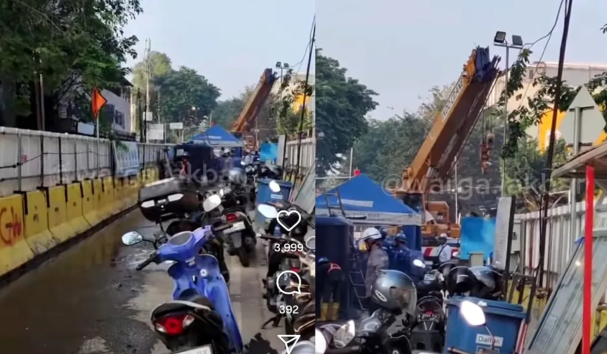 Tangkap layar tumpahan oli di sekitar lampu merah Jembatan Merah, Lima, Tambora, Jakarta Selatan, Sabtu, 26 Juli 2025.