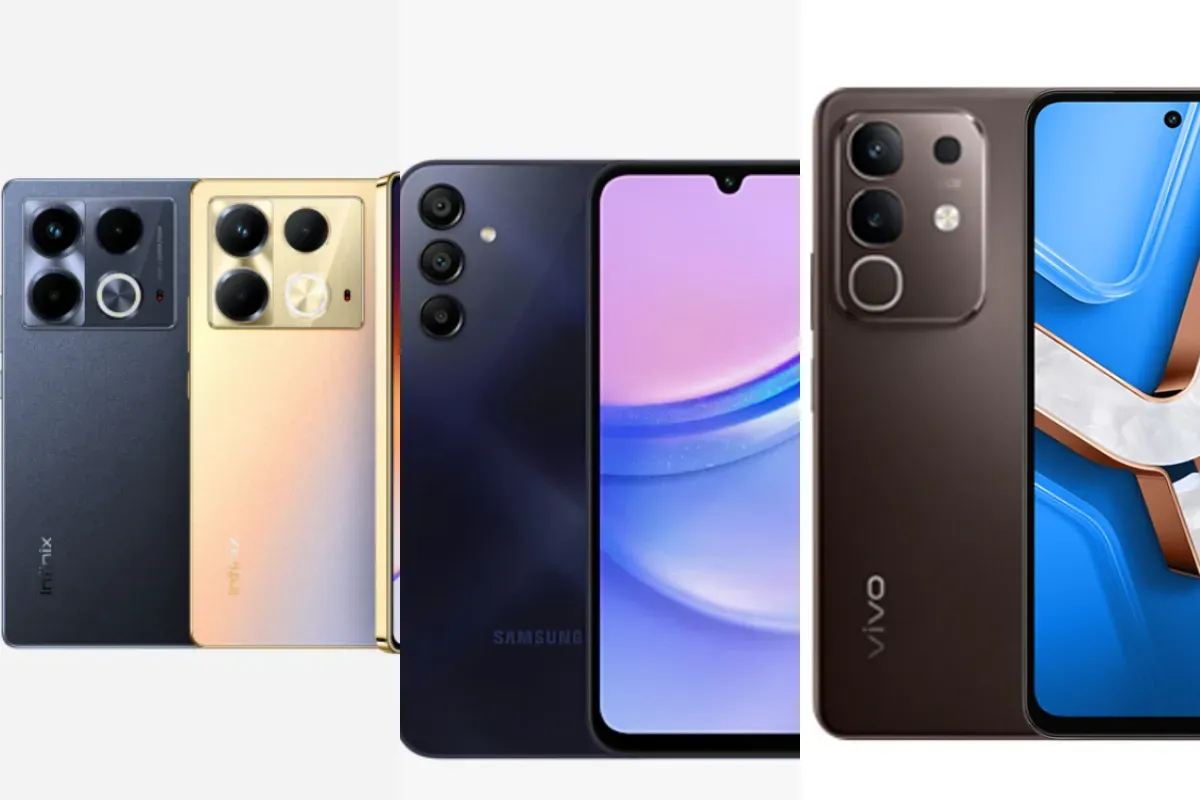 Ilustrasi perbandingan HP Rp2 jutaan dari merek Samsung, Vivo dan Infinix. (Sumber: Kolase/ Poskota)