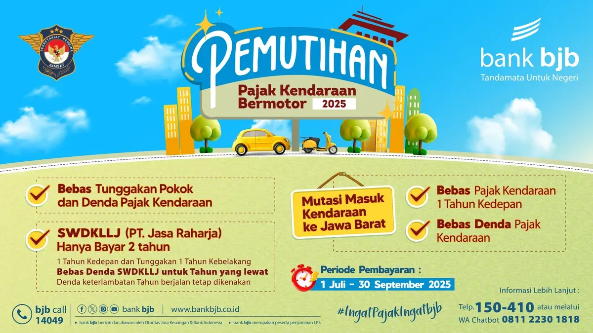 Program pemutihan Pajak Kendaraan Bermotor (PKB) kembali hadir bagi masyarakat Jawa Barat lewat bank bjb hanya dengan sentuhan jari (Sumber: Dok. bank bjb)