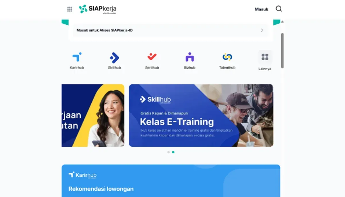 Cari kerja jadi lebih mudah dengan SIAPkerja Kemnaker! Platform resmi berisi lowongan, sertifikasi, dan pelatihan gratis. (Sumber: siapkerja.kemnaker.go.id)