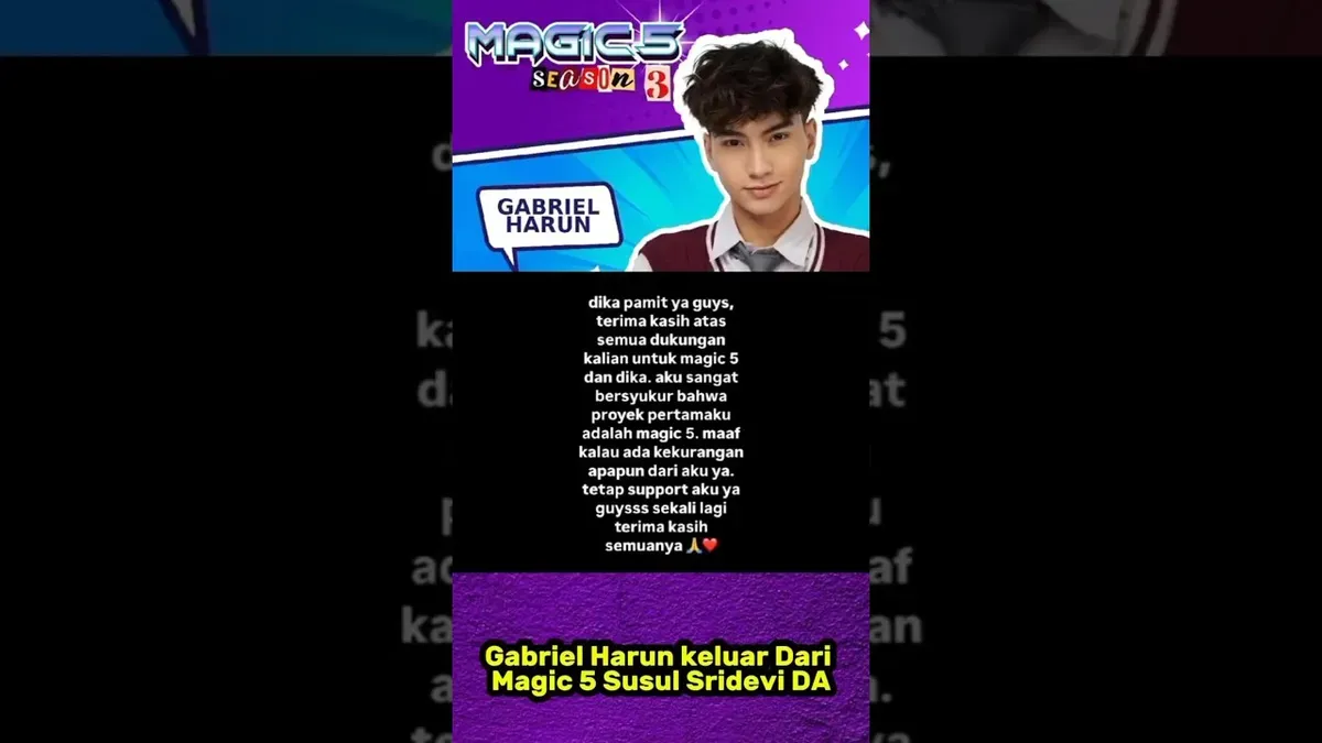 Pemeran serial Magic 5 Season 4 saat promosi perdana di Indosiar. Dua di antaranya, Sridevi dan Gabriel Dika, kini menjadi sorotan karena memutuskan untuk mundur dari serial yang tengah naik daun. (Sumber: Youtube/@YCigbog)