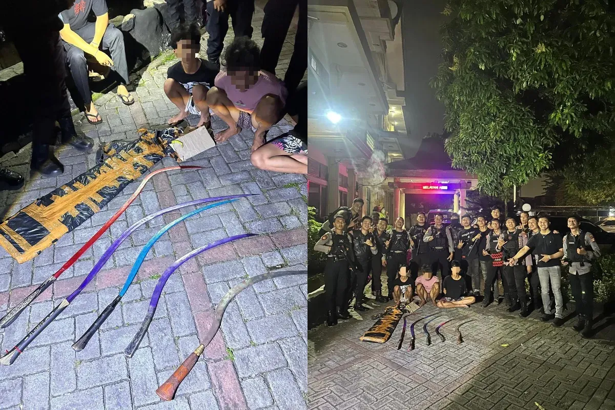 Tim Patroli Perintis Presisi Sat Samapta Polres Metro Jakarta Pusat kembali menggagalkan aksi tawuran dan menangkap tiga remaja bersenjata tajam di wilayah, Senin 2 Juni 2025 dini hari. (Sumber: Polres Metro Jakarta Pusat)