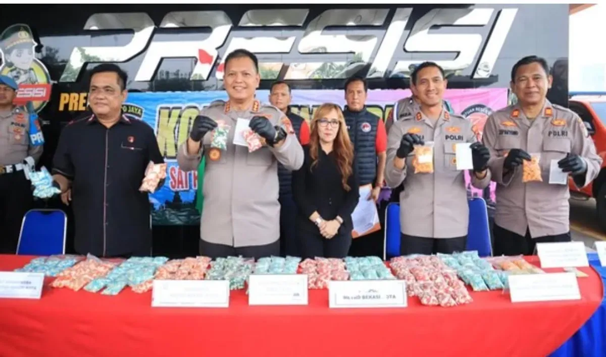 Satresnarkoba Polres Metro Bekasi Kota mengungkap jaringan peredaran narkotika lintas daerah. (Sumber: Dok Polres Bekasi Kota)