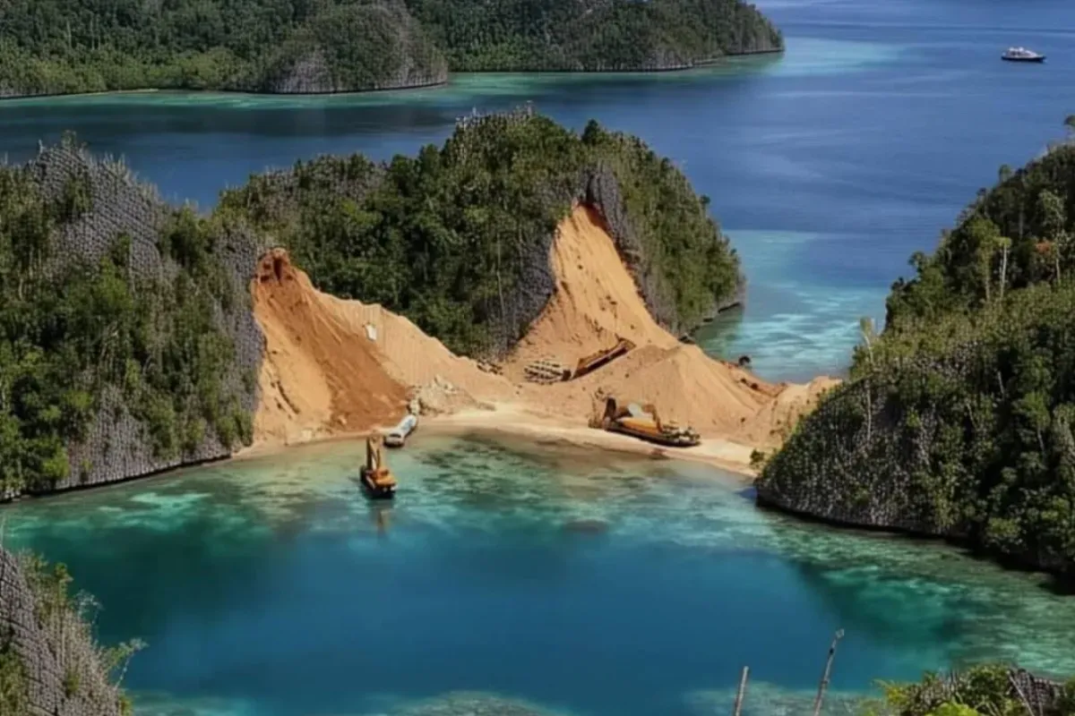 Potret aktivitas penambangan nikel di Raja Ampat yang memicu sorotan publik karena merusak alam. (Sumber: Instagram/@jagatsemesta)