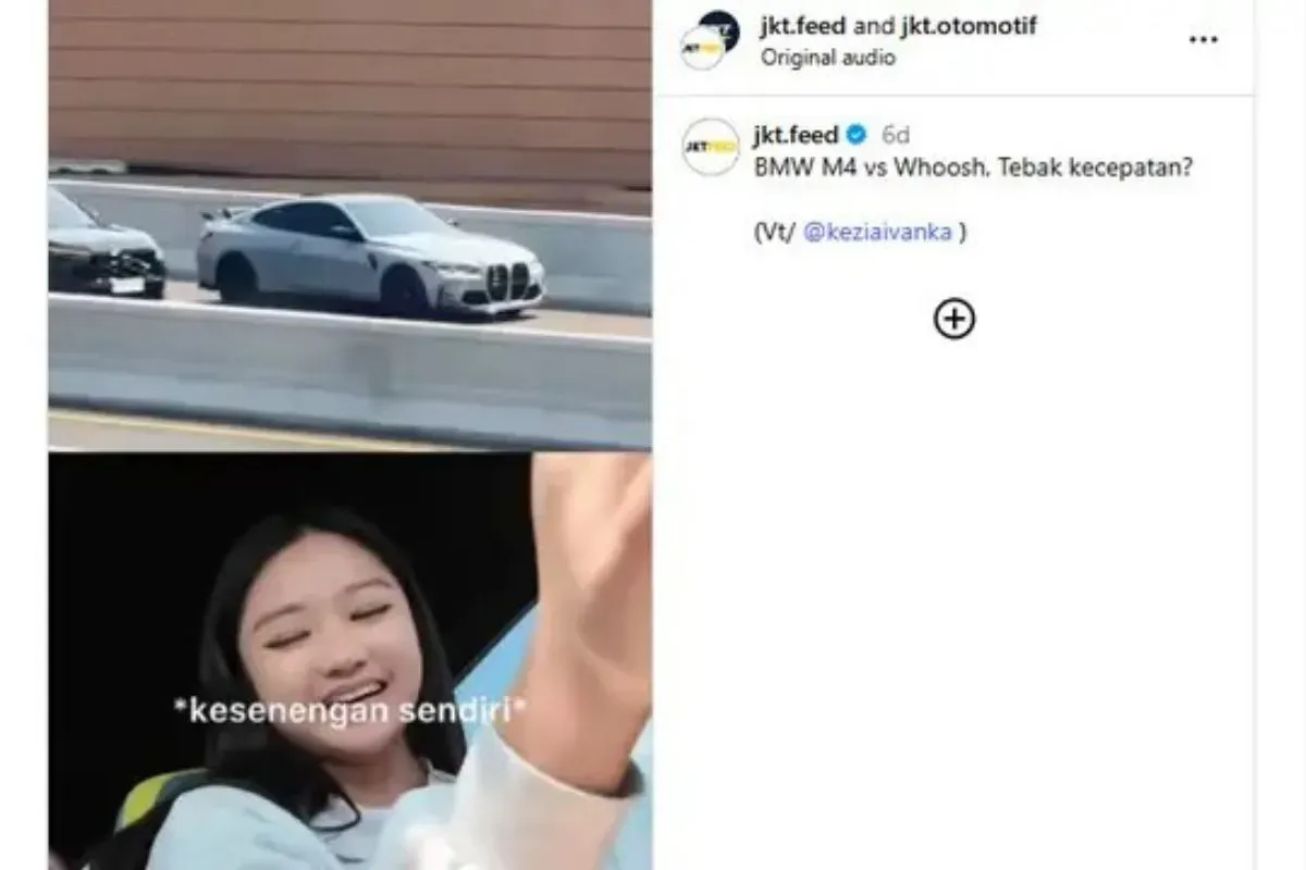 Nama Kezia Ivanka viral usai bawa BMW M4 adu cepat dengan WHOOSH. (Sumber: Instagram)