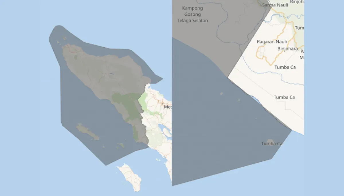 4 pulau sengketa Aceh-Sumut ternyata berdekatan dengan blok migas lepas pantai. Pemprov Aceh menuntut Kemendagri menghormati kesepakatan 1992. (Sumber: Peta Wikimedia)